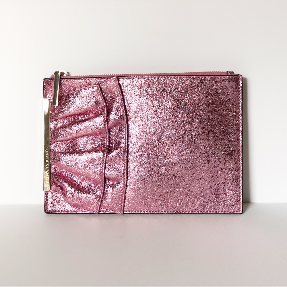 Christian Siriano Pink Glitter Clutch Bag NWT
